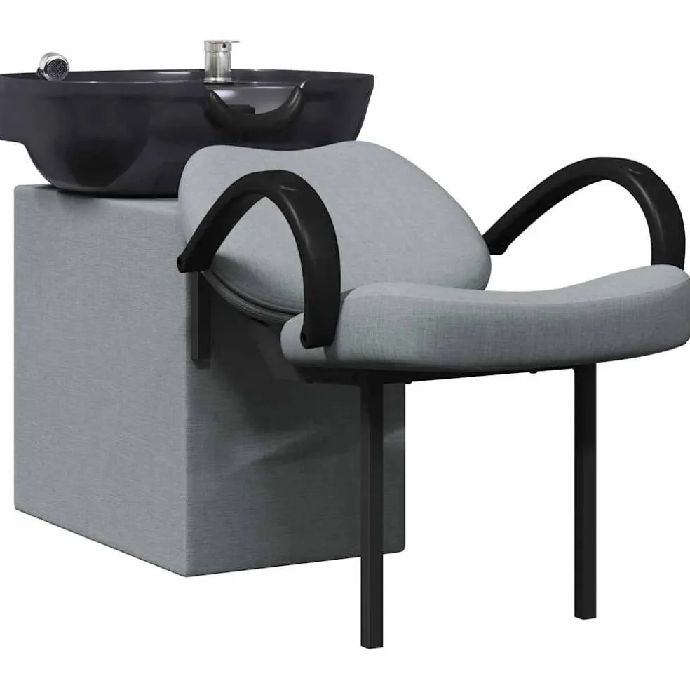 vidaXL Shampoo Stoel Lichtgrijs en zwart 136 x 60 x 92 cm Kunststof