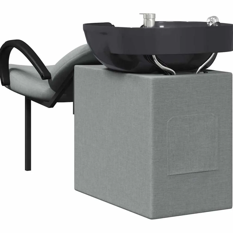 vidaXL Shampoo Stoel Lichtgrijs en zwart 136 x 60 x 92 cm Kunststof