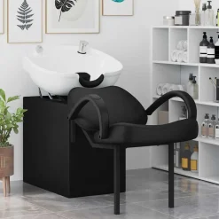 vidaXL Shampoo Stoel Zwart en Wit 136 x 60 x 92 cm Kunststof
