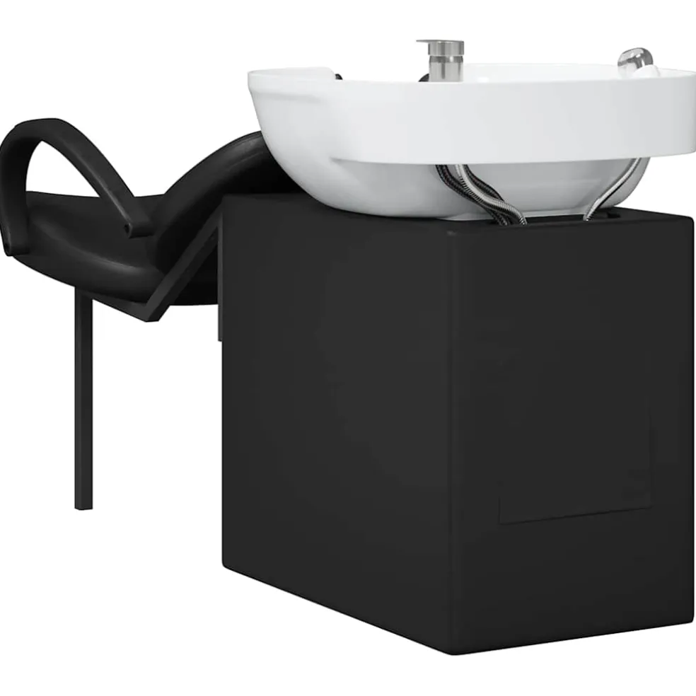 vidaXL Shampoo Stoel Zwart en Wit 136 x 60 x 92 cm Kunststof