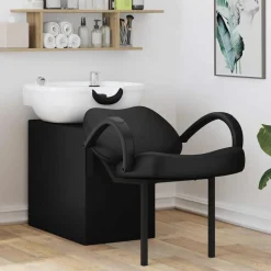 vidaXL Shampoo Stoel Zwart en Wit 136 x 60 x 92 cm Kunststof