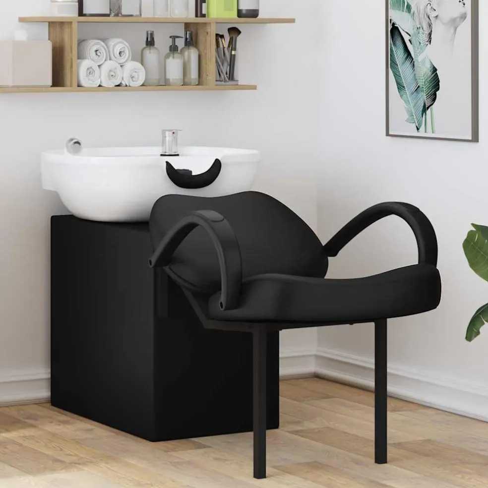 vidaXL Shampoo Stoel Zwart en Wit 136 x 60 x 92 cm Kunststof