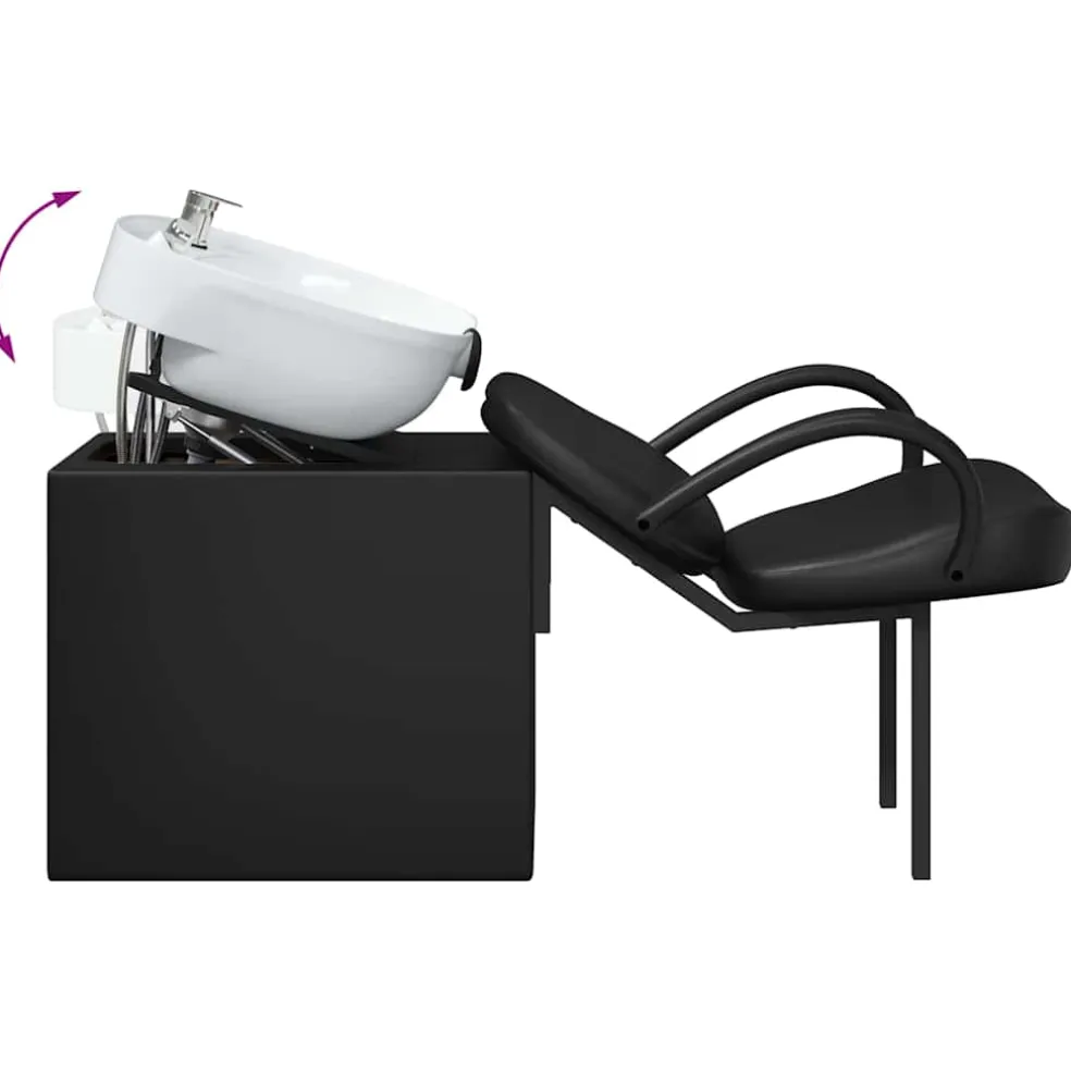 vidaXL Shampoo Stoel Zwart en Wit 136 x 60 x 92 cm Kunststof