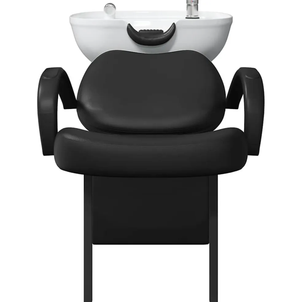 vidaXL Shampoo Stoel Zwart en Wit 136 x 60 x 92 cm Kunststof