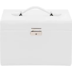 vidaXL Sieradendoosje 3laags met spiegel afsluitbaar 26x18x17,5 cm wit