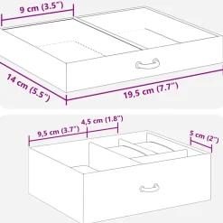 vidaXL Sieradendoosje 3laags met spiegel afsluitbaar 26x18x17,5 cm wit