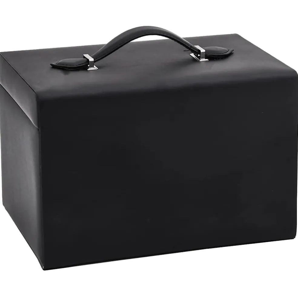 vidaXL Sieradendoosje 3-laags spiegel afsluitbaar 26x18x17,5 cm zwart