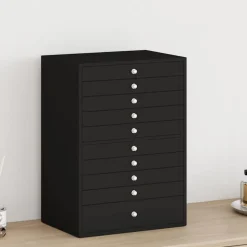 vidaXL Sieradendoos 10-laags met horlogehouders zwart 29x20,5x40,5 cm