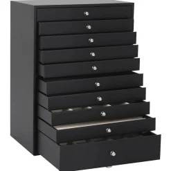 vidaXL Sieradendoos 10-laags met horlogehouders zwart 29x20,5x40,5 cm