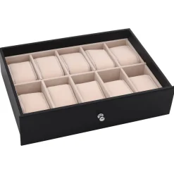 vidaXL Sieradendoos 10-laags met horlogehouders zwart 29x20,5x40,5 cm