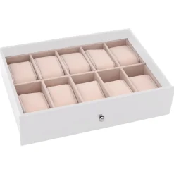 vidaXL Sieradendoos 10-laags met horlogehouders wit 29x20,5x40,5 cm