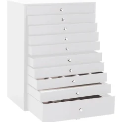 vidaXL Sieradendoos 10-laags met horlogehouders wit 29x20,5x40,5 cm