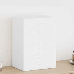 vidaXL Sieradendoos 10-laags met horlogehouders wit 29x20,5x40,5 cm
