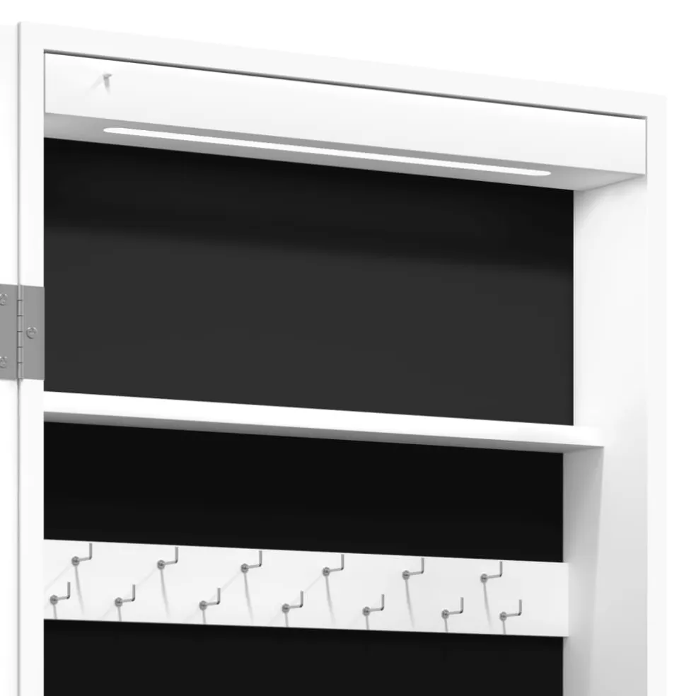 vidaXL Sieradenkast met spiegel en LED wandgemonteerd wit