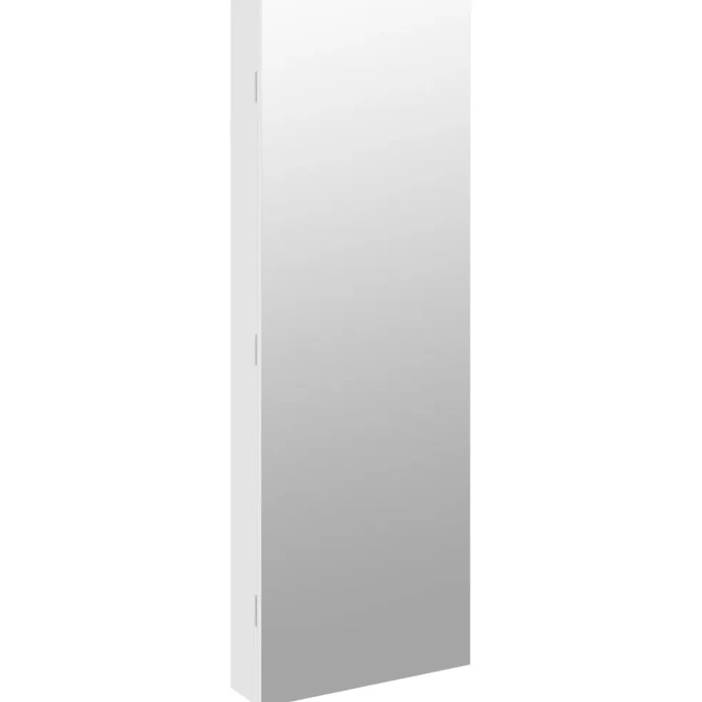 vidaXL Sieradenkast met spiegel en LED wandgemonteerd wit