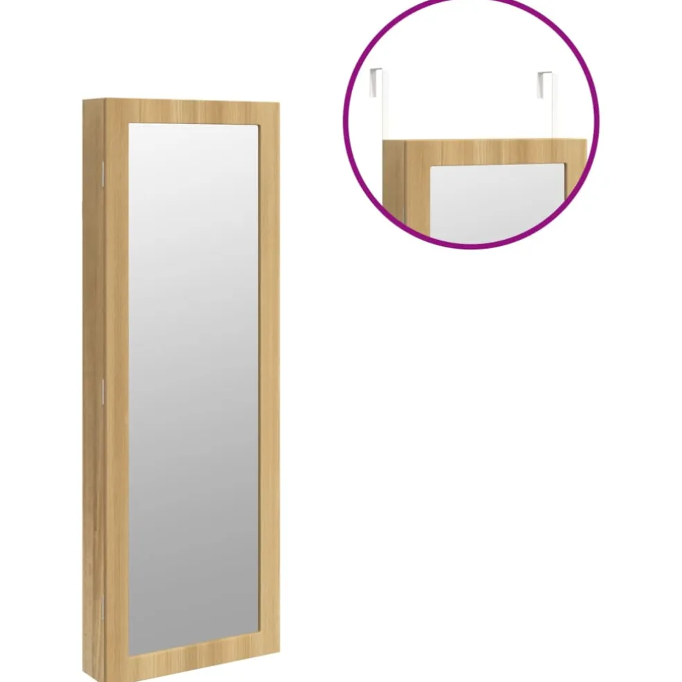 vidaXL Sieradenkast met spiegel en LED wandgemonteerd