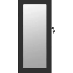vidaXL Sieradenkast met spiegel wandgemonteerd 30x8,5x67 cm zwart