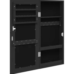 vidaXL Sieradenkast met spiegel wandgemonteerd 30x8,5x67 cm zwart