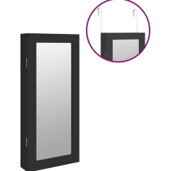 vidaXL Sieradenkast met spiegel wandgemonteerd 30x8,5x67 cm zwart