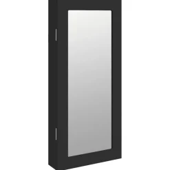 vidaXL Sieradenkast met spiegel wandgemonteerd 30x8,5x67 cm zwart