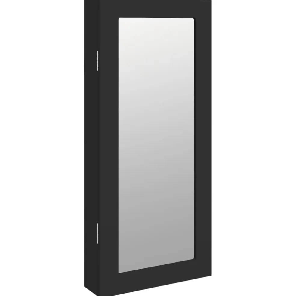 vidaXL Sieradenkast met spiegel wandgemonteerd 30x8,5x67 cm zwart