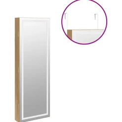 vidaXL Sieradenkast met spiegel en LED wandgemonteerd