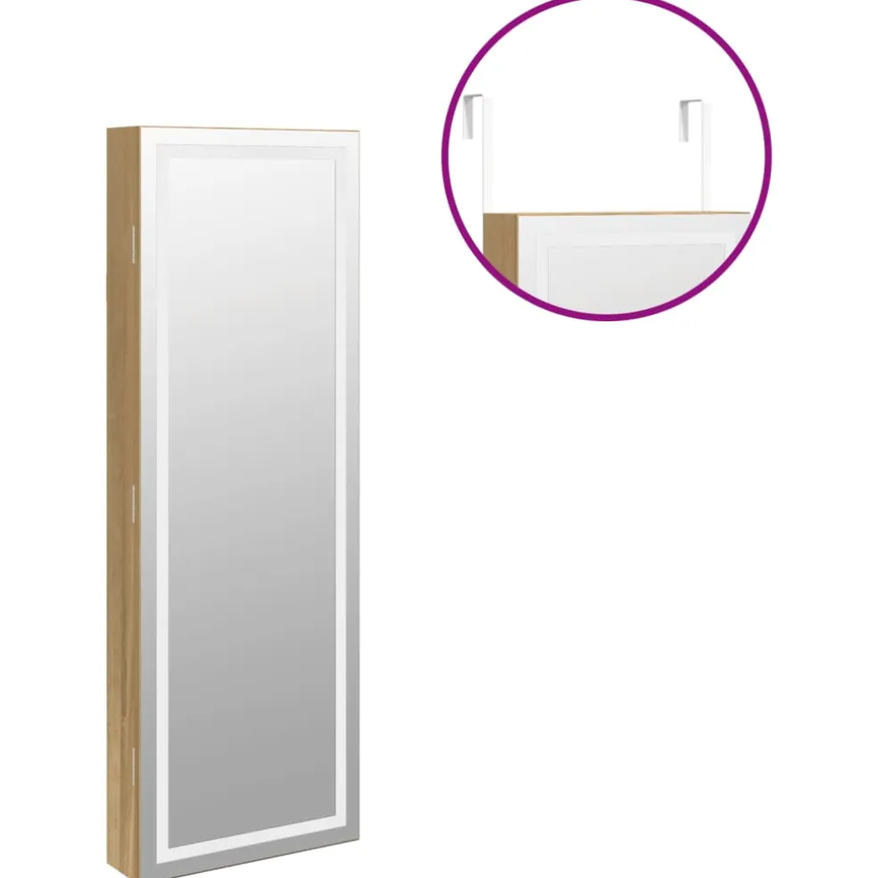 vidaXL Sieradenkast met spiegel en LED wandgemonteerd