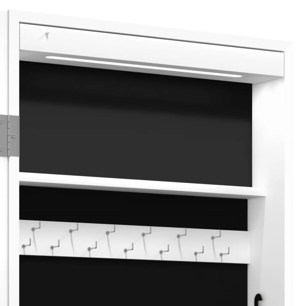 vidaXL Sieradenkast met spiegel en LED wandgemonteerd wit