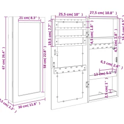 vidaXL Sieradenkast met spiegel wandgemonteerd 30x8,5x67 cm