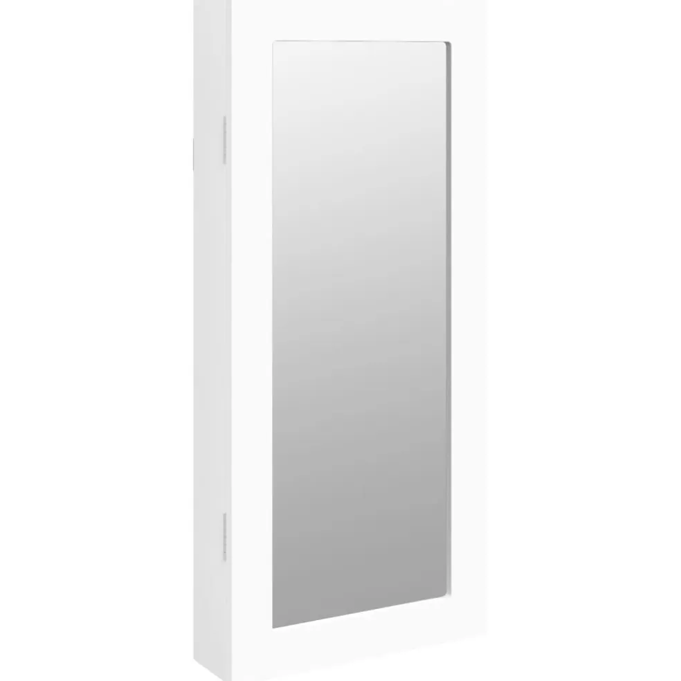 vidaXL Sieradenkast met spiegel en LED wandgemonteerd zwart