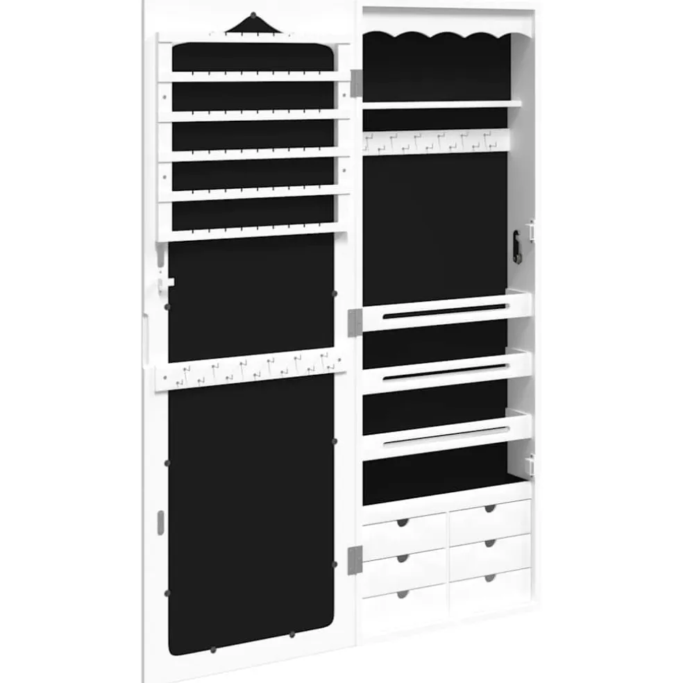 vidaXL Sieradenkast met spiegel wandgemonteerd 37,5x10x106 cm wit