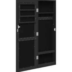 vidaXL Sieradenkast met spiegel wandgemonteerd 30x8,5x90 cm zwart