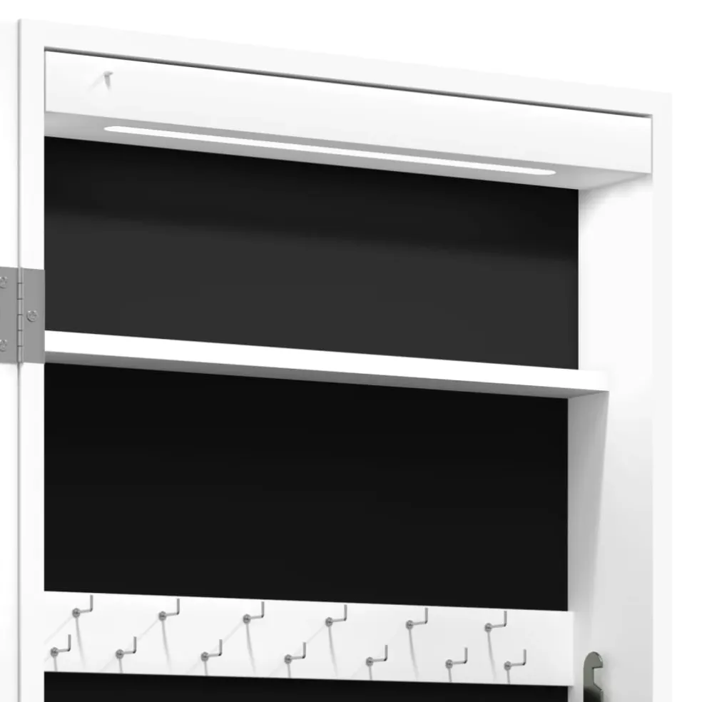 vidaXL Sieradenkast met spiegel en LED wandgemonteerd wit