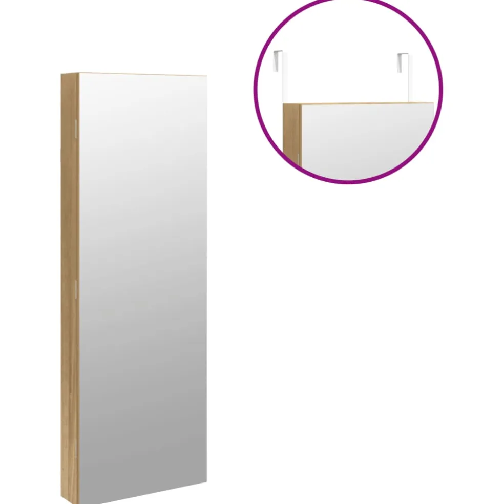 vidaXL Sieradenkast met spiegel en LED wandgemonteerd