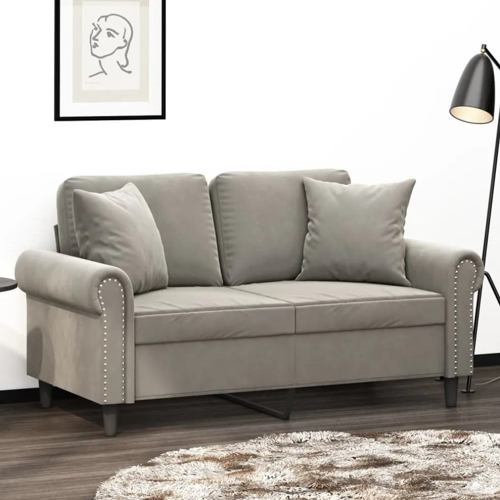 vidaXL Sierkussens 2 st 40x40 cm fluweel lichtgrijs