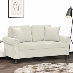 vidaXL Sierkussens 2 st 40x40 cm fluweel crèmekleurig