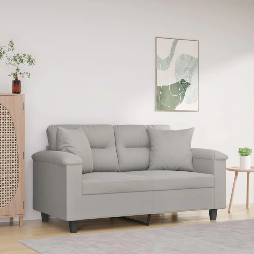 vidaXL Sierkussens 2 st 40x40 cm microvezelstof lichtgrijs