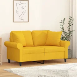 vidaXL Sierkussens 2 st 40x40 cm stof lichtgeel