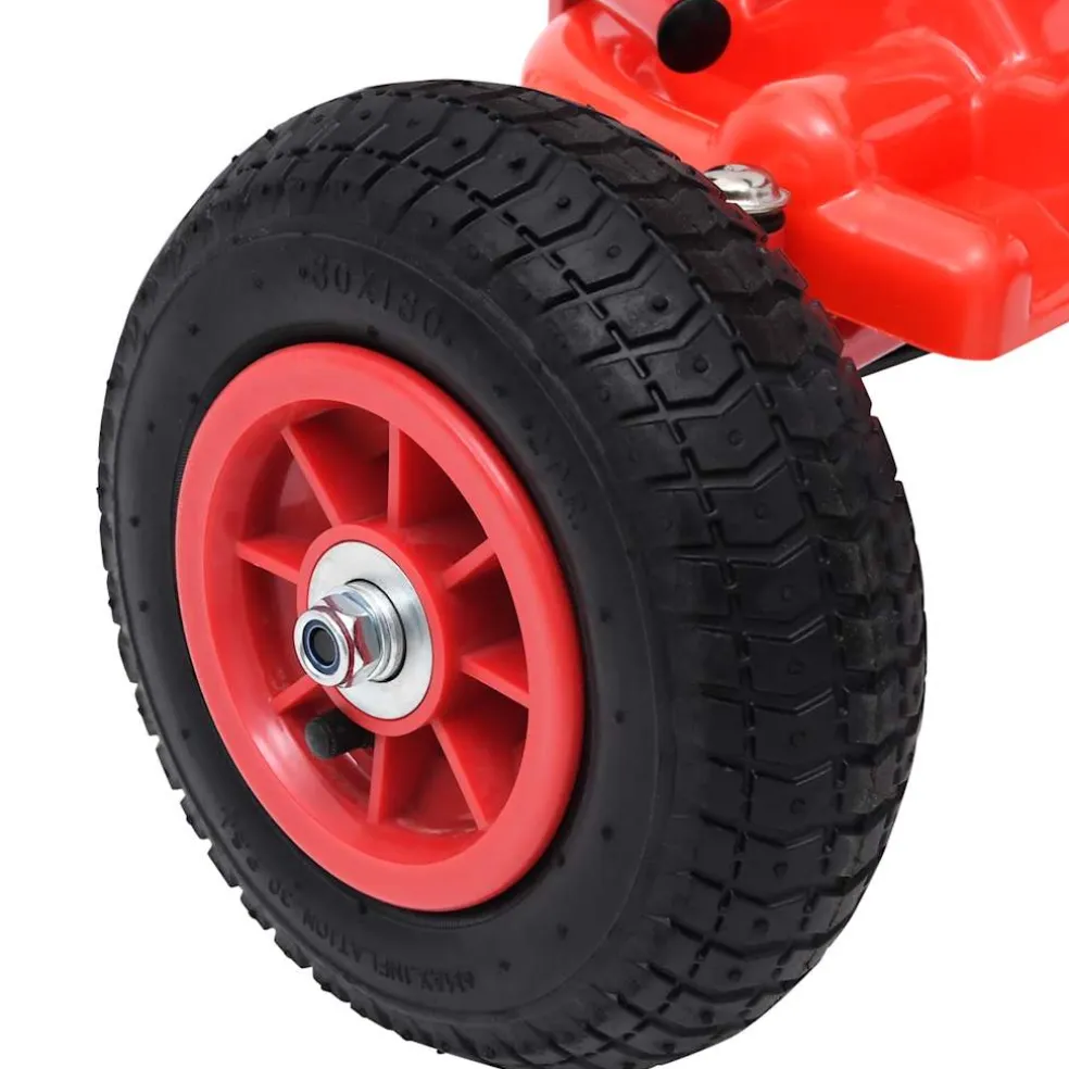 vidaXL Skelter met pedalen en pneumatische banden rood