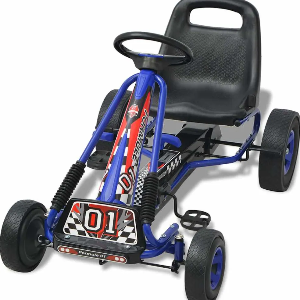 vidaXL Skelter met pedalen en verstelbare zitting blauw