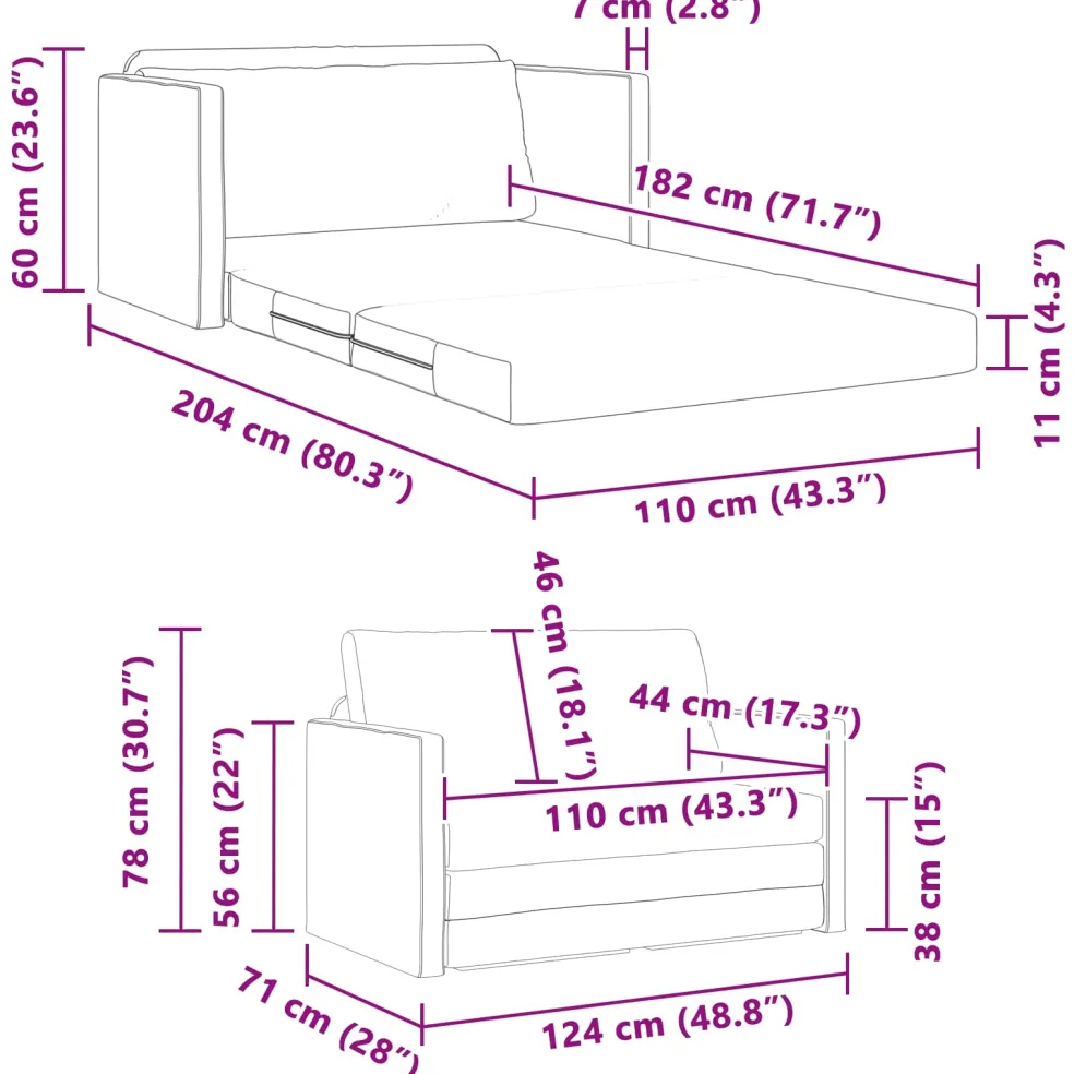 vidaXL Slaapbank Blauw 124 x 71 x 78 cm Stof