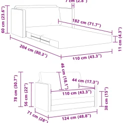 vidaXL Slaapbank Crème 124 x 71 x 78 cm Fluweel