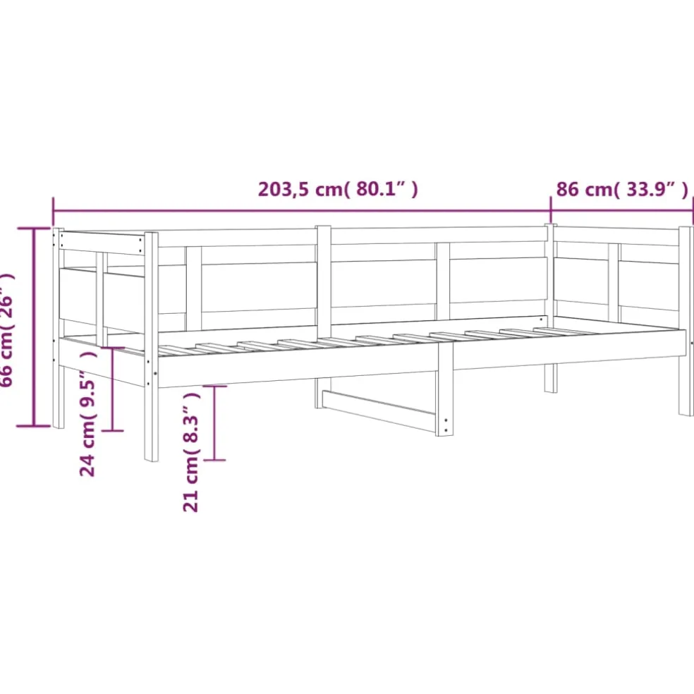 vidaXL Slaapbank massief grenenhout 80x200 cm
