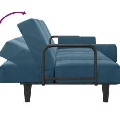 vidaXL Slaapbank met armleuningen fluweel blauw