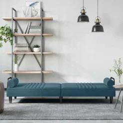 vidaXL Slaapbank met armleuningen fluweel blauw
