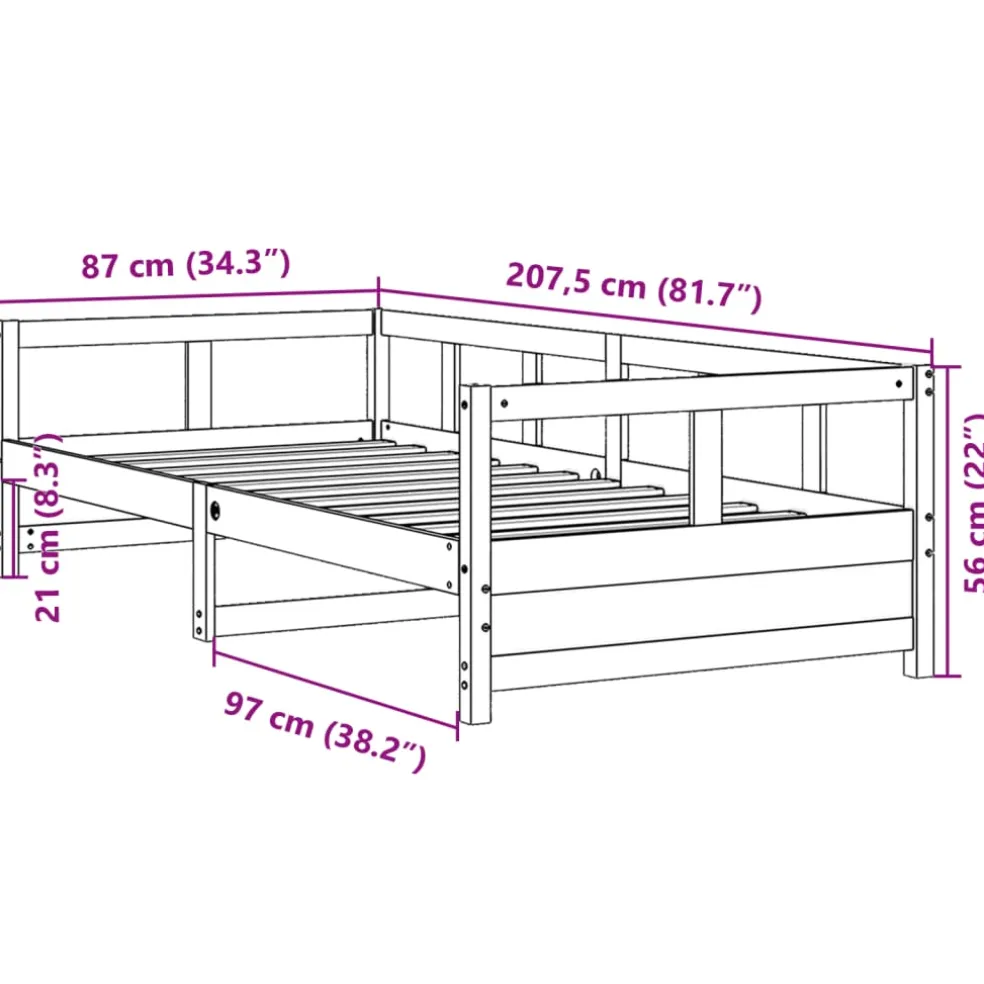 vidaXL Slaapbank met matras 80x200 cm massief grenenhout wit