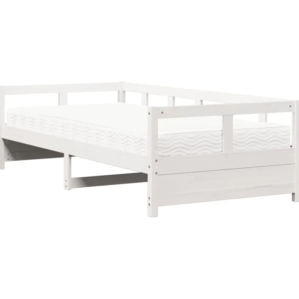vidaXL Slaapbank met matras 80x200 cm massief grenenhout wit