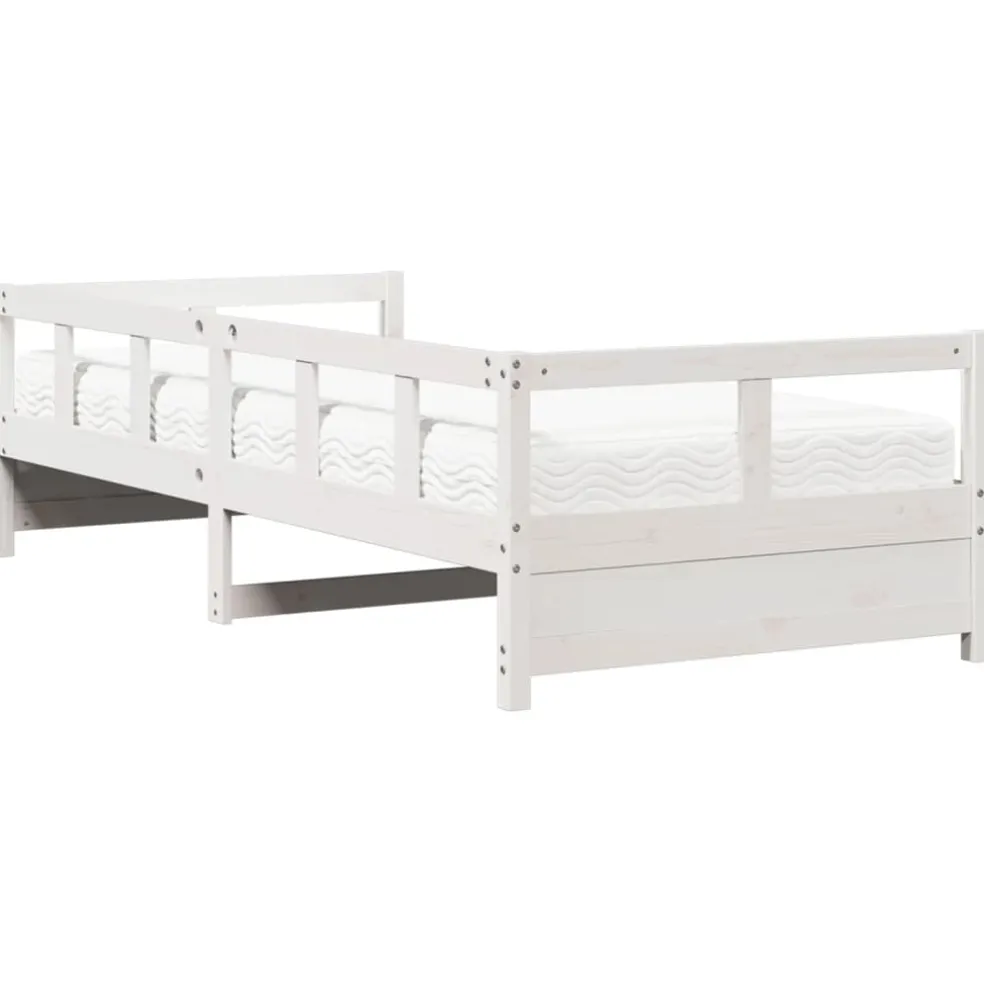 vidaXL Slaapbank met matras 80x200 cm massief grenenhout wit