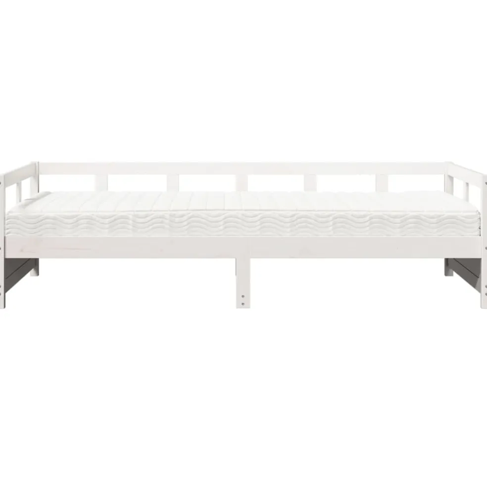 vidaXL Slaapbank met matras 80x200 cm massief grenenhout wit