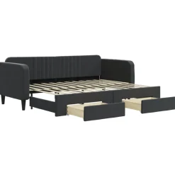 vidaXL Slaapbank met onderschuifbed en lades 80x200 cm fluweel zwart